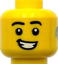 Lego New Yellow Minifigure Head Black Eyebrows Bright Light Blue Hearing Aid