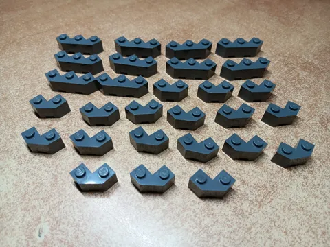 LEGO BULK LOT 28 DARK BLUISH GRAY MODIFIED FACET BRICKS 2X2 3X3 #87620 #2462