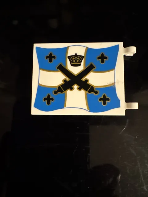 LEGO Pirates Large Blue White Flag w/ Yellow Outline 6x4 2525pb007 Set 70412
