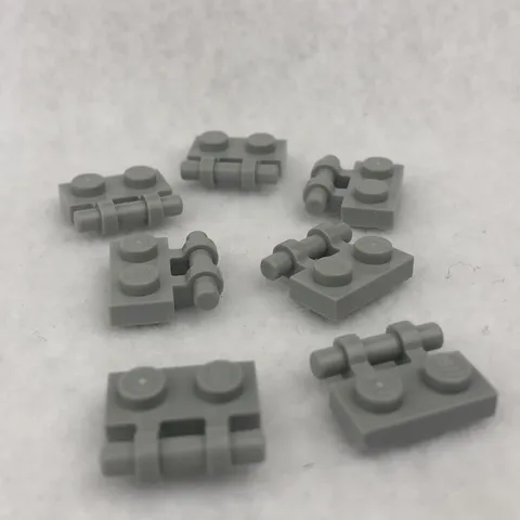 LEGO 2540 Light Bluish Gray Plate, Modified 1 x 2 W/ Bar Handle on Side (x7)