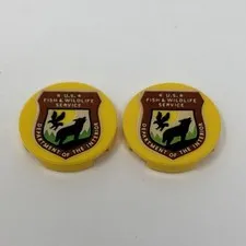 LEGO 78353 / 14769 - Pack of 2x - NEW Round 2x2 Tile U.S. Fish & Wildlife Logo