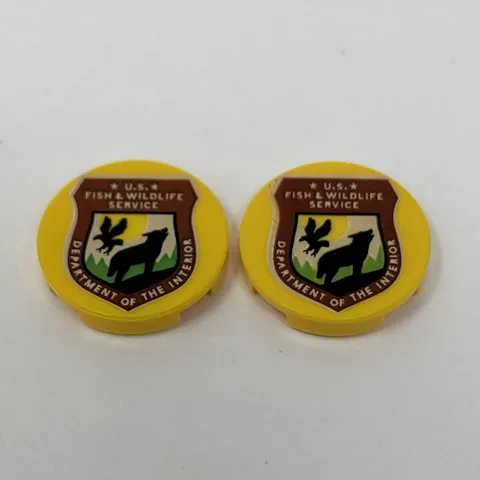 LEGO 78353 / 14769 - Pack of 2x - NEW Round 2x2 Tile U.S. Fish & Wildlife Logo