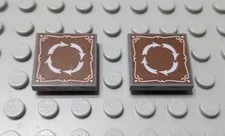 LEGO Lot of 2 Dark Bluish Gray 2x2 Tiles 4 White Arrow in Circle Pattern