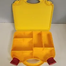 LEGO Plastic Storage Box Carrying Case Yellow & Red Removable Dividers Travel