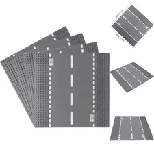 Classic Road Base Plates 10x10 Inches City Street Building Kit 4pcs Compatible