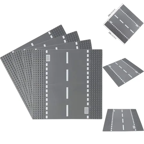Classic Road Base Plates 10x10 Inches City Street Building Kit 4pcs Compatible