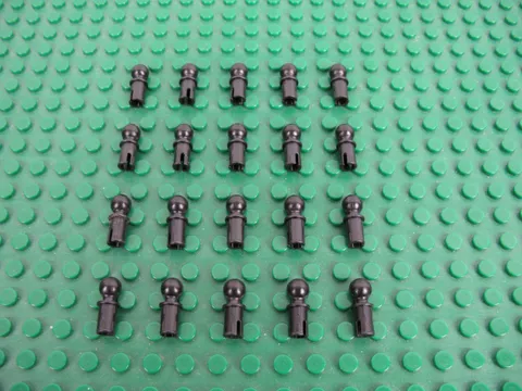 20x LEGO Black Technic Pin w/Friction Ridges Tow Ball Round Pin Hole 4195 #6628a