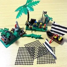 Lego Pirates minifigures lot seven with crocodile monkey parrot boat chest palm