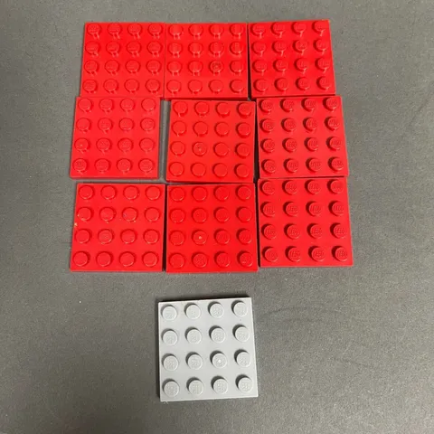 Lego 3031 Baseplates 4 x 4 Red Light Gray Replacement Add-on Parts Lot of 10