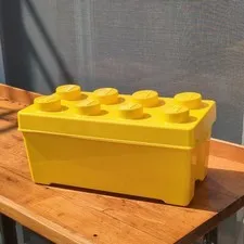 LEGO Yellow Storage Brick Box Container Brick-Style with Lid