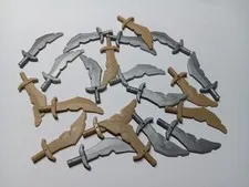LEGO LOT 21 MINIFIGURE WEAPON SWORD SCIMITAR W NICKS  #60752 MIXED COLORS