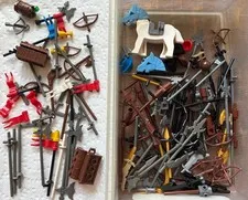 HUGE LEGO Castle Knights Pirates Vintage Weapons Lot Swords Bows Flags Spears+++