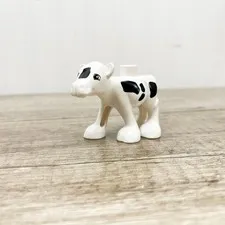 Lego Duplo Black Spotted Calf Baby Cow Animal Zoo Replacement Farm House