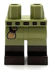 Lego New Minifig Pants Olive Green Legs w/ Molded Dark Brown Pouch Belt Part