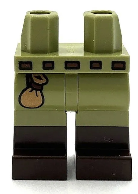 Lego New Minifig Pants Olive Green Legs w/ Molded Dark Brown Pouch Belt Part