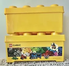 Lot of (2) LEGO Classic Yellow Storage Bins Boxes (14" x 7" x 7") NICE Condition