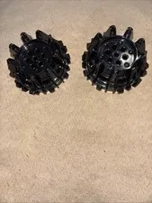 LEGO 64712 Wheel Hard Plastic with Small Cleats and Flanges Black x2 Genuine
