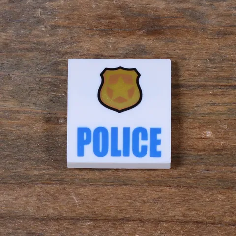 LEGO City White Curved Slope 2x2 Gold Badge Blue POLICE Car Hood 15068pb046a