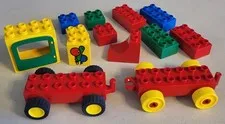 Vintage Lego Duplo Brick Lot: Pullback Motor Car, Balloon Panel, Door and More!