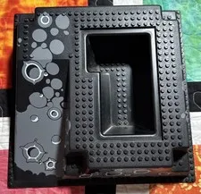 LEGO 2552 Raised Space Base Plate 32x32 Black Gray Moon Ramp Pit Preowned