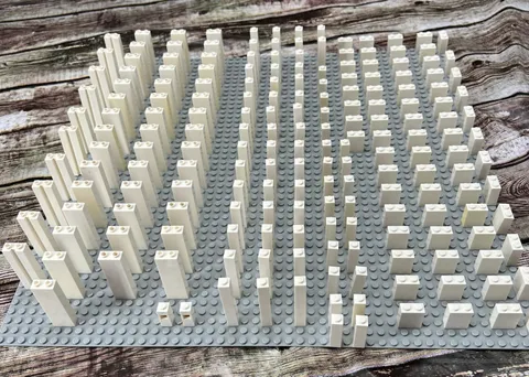 Lego Lot of 193 White Block Wall Brick Pillar Columns 1x2x5, 1x1x5, 1x1x3, 1x2x2