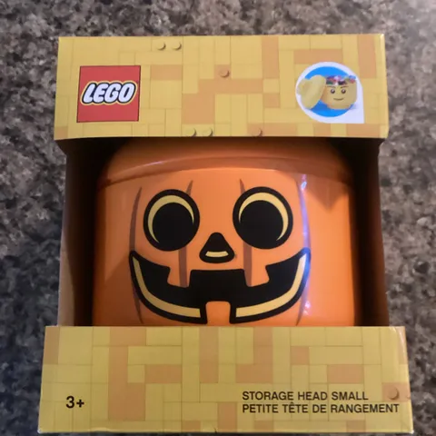 Lego Small Storage Head Container Pumpkin Halloween Jack O Lantern - Orange ￼New