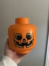LEGO Orange Pumpkin Storage Head Container, Stackable, 10.7 in, 1 Compartment