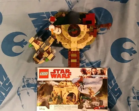 Used LEGO Star Wars Yoda's Hut 75208 with Manual & 75129 Wookiee Gunship Only