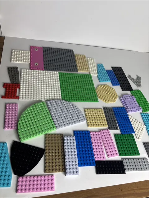 Lego Baseplates Lot X 39; Gray Blue Green Black Assorted Sizes & Colors