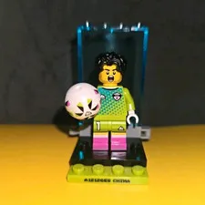 LEGO Soccer Player Minifigure w/ White Soccer Ball Accessory & Display Stand