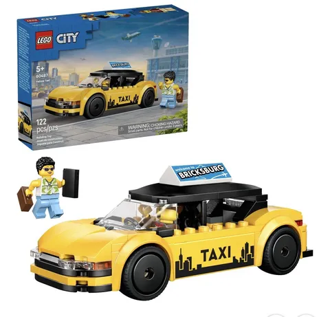 LEGO City Yellow Taxi Car Building Toy for Kids - Pretend Play Set Multicolor