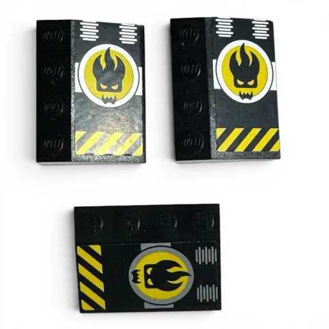 LEGO 43711 Wedge 4x2 Triple Right Agents Flame Skull Sticker Set 8632 Lot Of 3