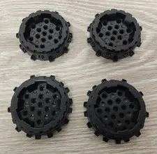 Lego 64711 Black Wheel Hard Plastic with Small Cleats Lot Of 4