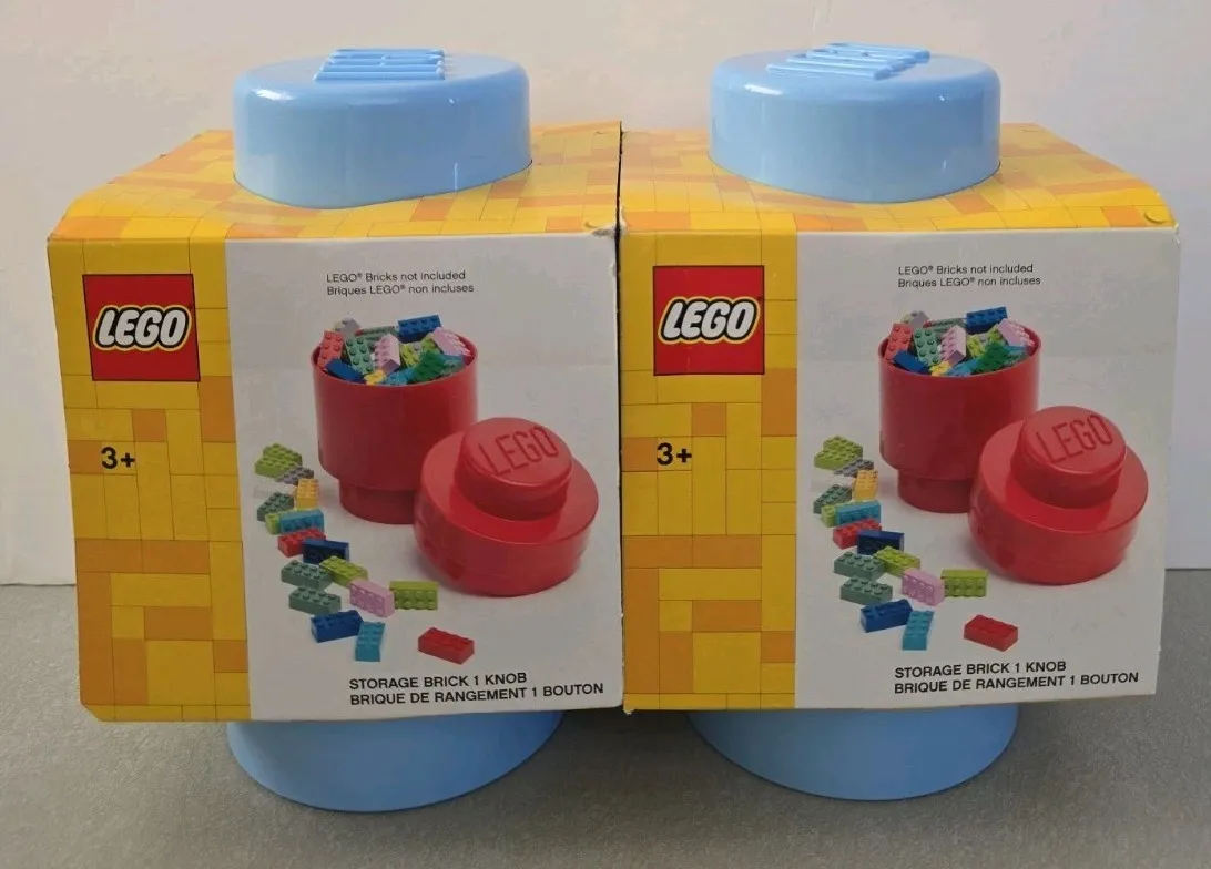*2 Pack* LEGO Stackable Storage Brick 1 Knob- Light Blue Color