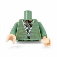 LEGO - Minifig, Torso Female Robe with Buttons, Green Leaves & Silver Necklaces
