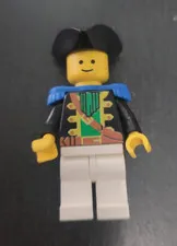 LEGO Minifigure w/ Black Hat, Blue Scarf/Shoulder Piece, Black Torso, White Legs