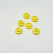 24866 LEGO Plate Round 1x1 w/ Flower Edge (5 Petals) BRIGHT LIGHT YELLOW (6)