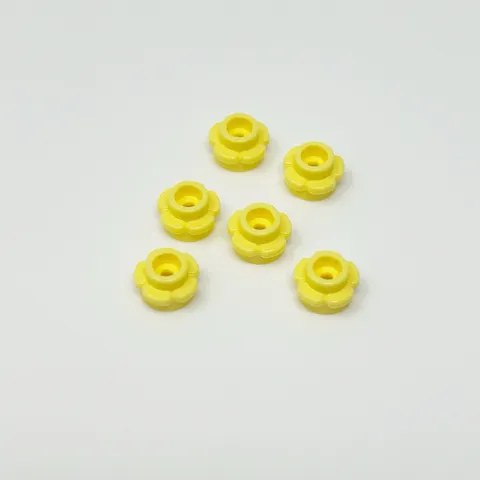 24866 LEGO Plate Round 1x1 w/ Flower Edge (5 Petals) BRIGHT LIGHT YELLOW (6)
