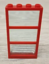 Lego 6160 Red Window 1 x 4 x 6 With 3 Panes & Transparent Light Blue Glass Pane