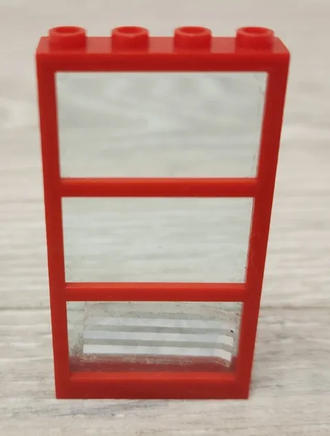 Lego 6160 Red Window 1 x 4 x 6 With 3 Panes & Transparent Light Blue Glass Pane