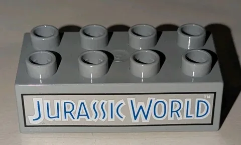 LEGO Duplo JURASSIC WORLD Word Sign 2x4 Brick Light Bluish Gray Piece Set 10880