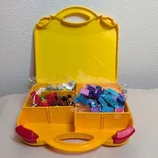 LEGO Storage Box Carrying Case Yellow Removable Dividers W 150 Lego Pieces #CY
