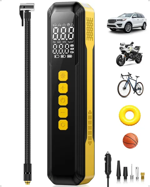 Kiair Tire Inflator Portable Air Compressor 150Psi Air Pump For Car Tires Led