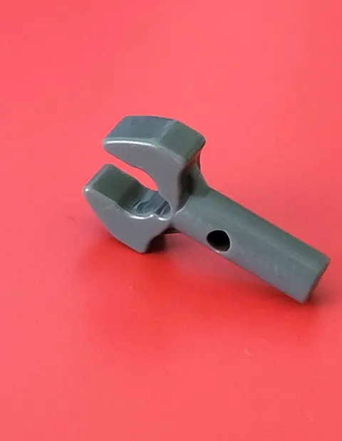 LEGO 48729b Bar 1L clip mechanical claw cut edges, hole on side dark bluish gray