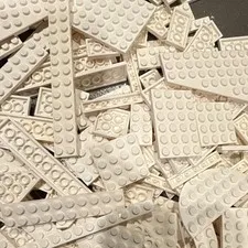 LEGO 300+ White Plates, Various Shapes and Sizes, MOC, Round, Angled, Straight