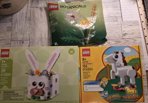 3 Lego Sets Easter Bunny Surprise, Year Of The Horse, Field Flowers New Sealed