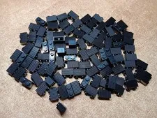 LEGO BULK LOT OF 100 BLACK MODIFIED BRICKS 1X2 WITH GRILLE #2877