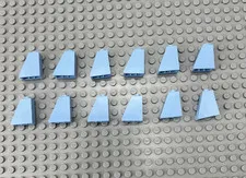 Lego Lot of 12 Slope 65 2 x 1 x 2 Bricks (Design ID 60481) Bright Light Blue