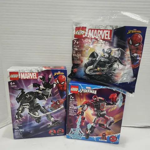 Lego 76171 Marvel Spider-Man Miles Morales Mech Armor Vs Venom and Venom Bike