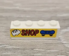 Lego 3010pb102 3010 White Brick 1 x 4 with SHOP Skateboard and Helmet Pattern